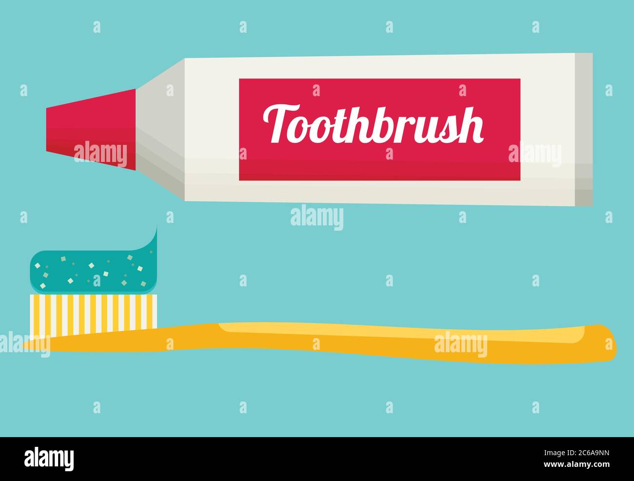 Toothbrush and toothpaste isolated on a flat background vector ...