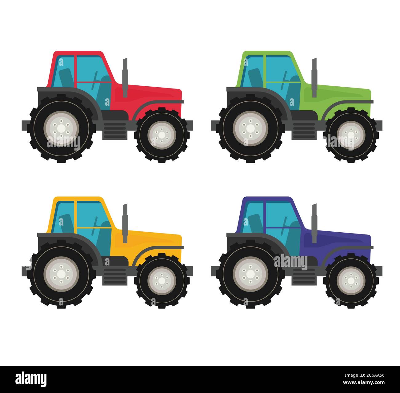 Colorful tractors on white background Stock Vector Image & Art - Alamy