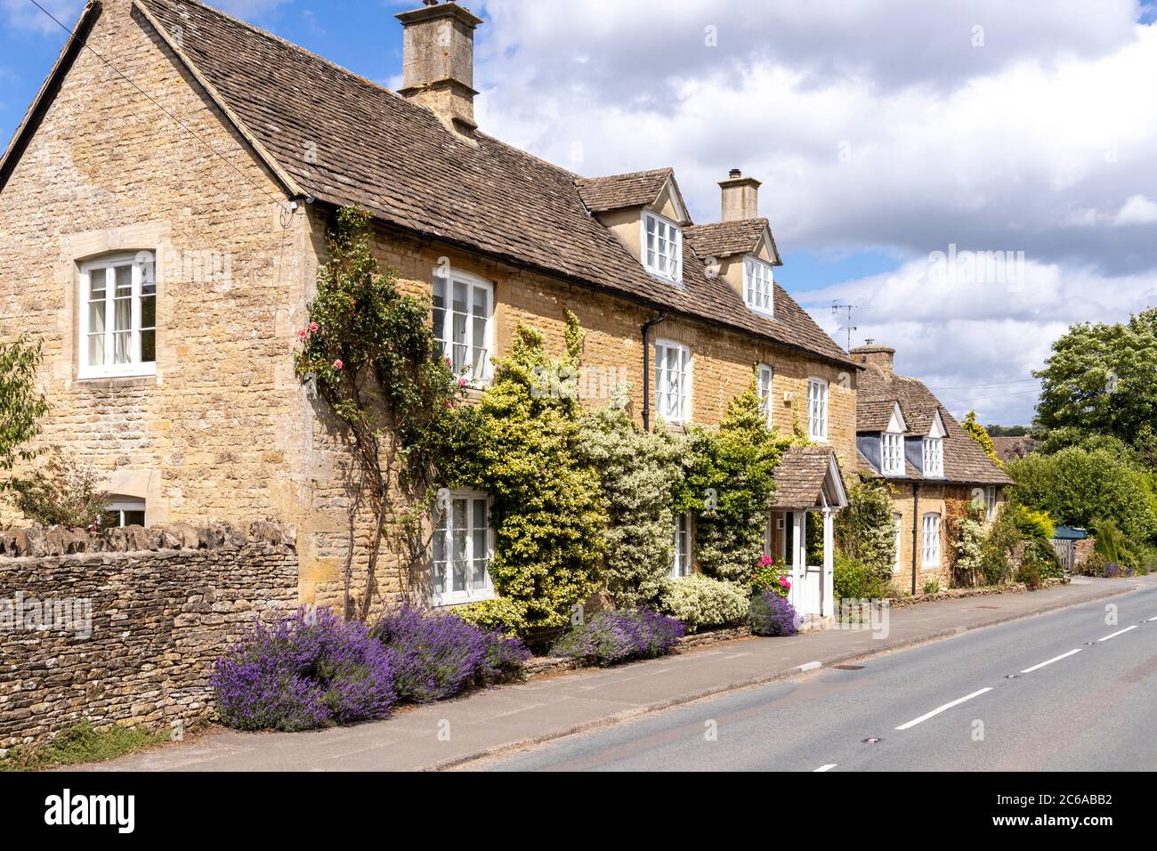The old stone farmhouse in the Cotswold village of Lower Swell, Gloucestershire UK Stock Photo