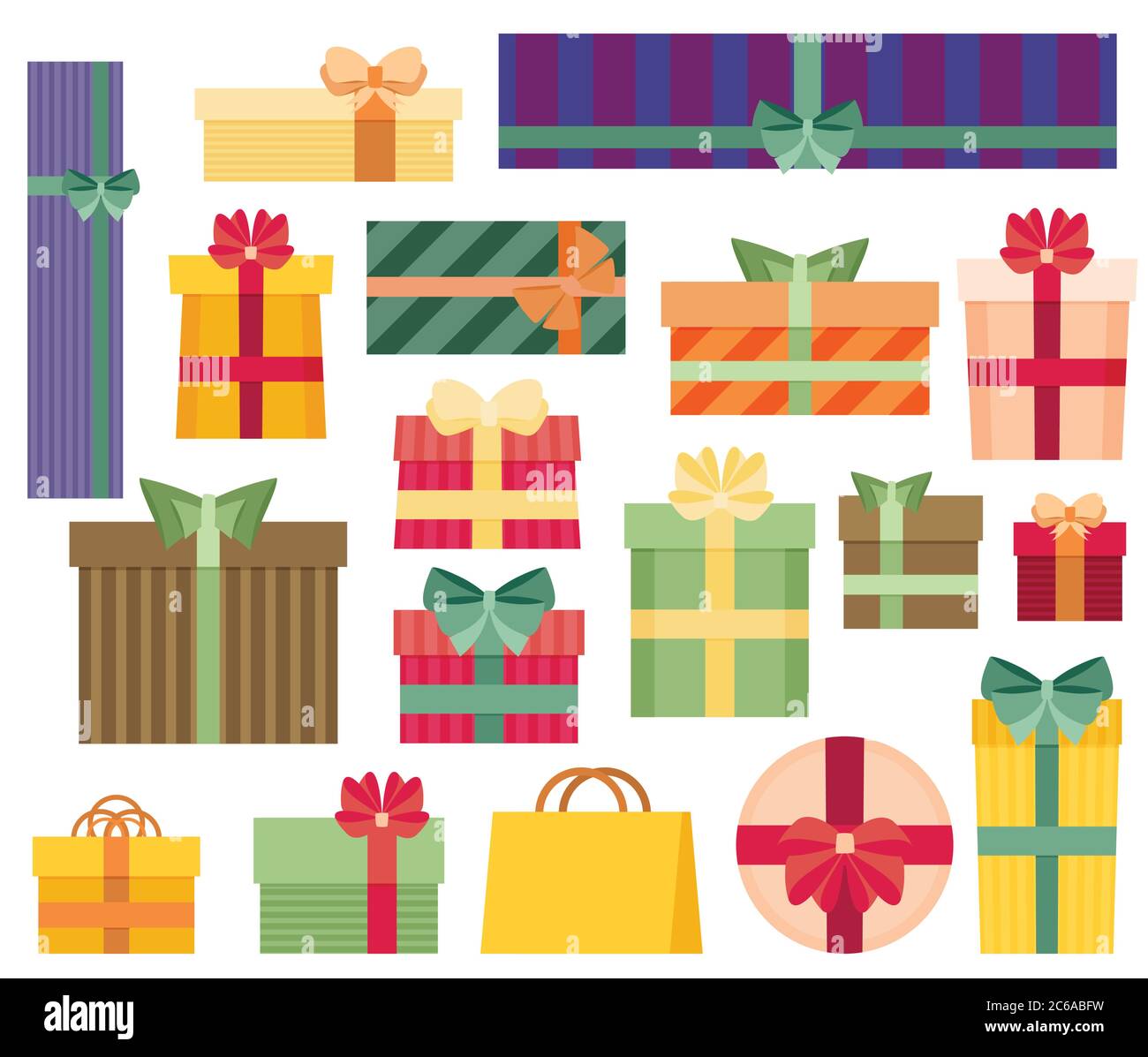 Vector Set Of Different Gift Boxes. Flat Design Stock Vector Image 