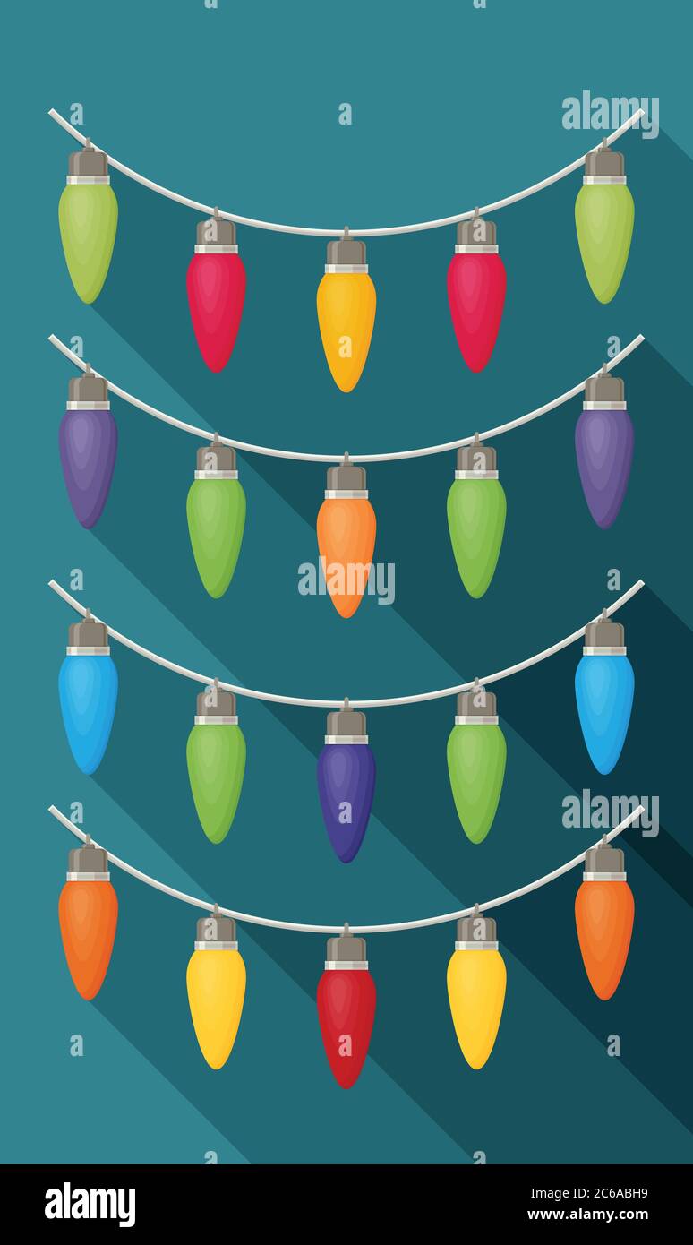 Christmas light flat icon with long shadow Stock Vector