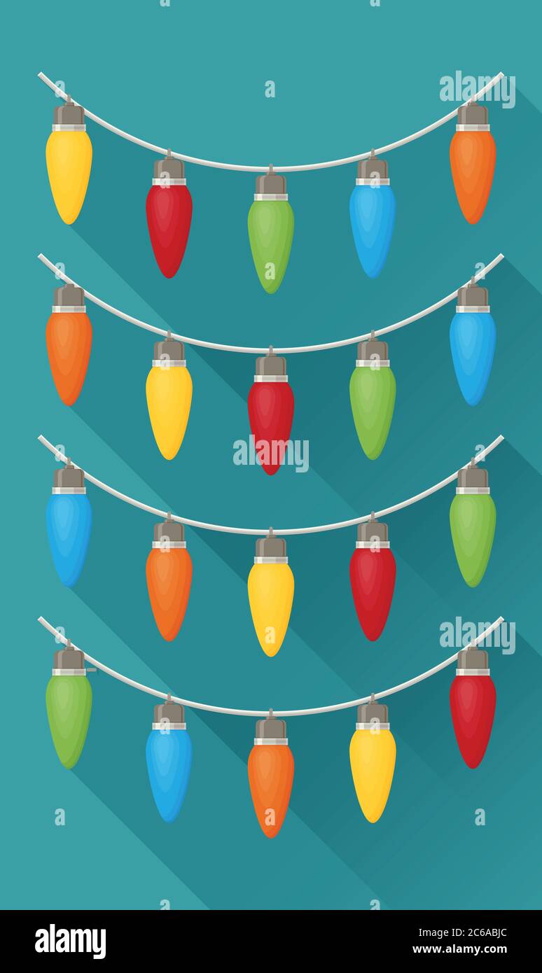 Christmas light flat icon with long shadow Stock Vector