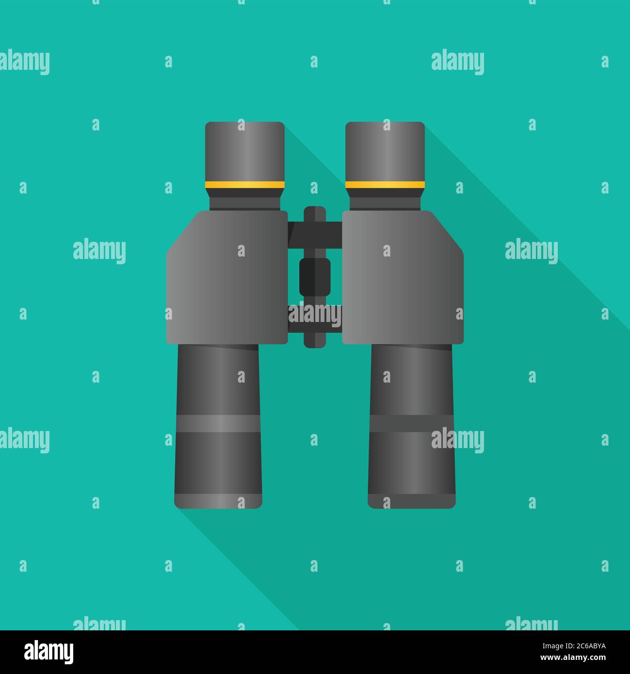 Binoculars flat icon with long shadow Stock Vector