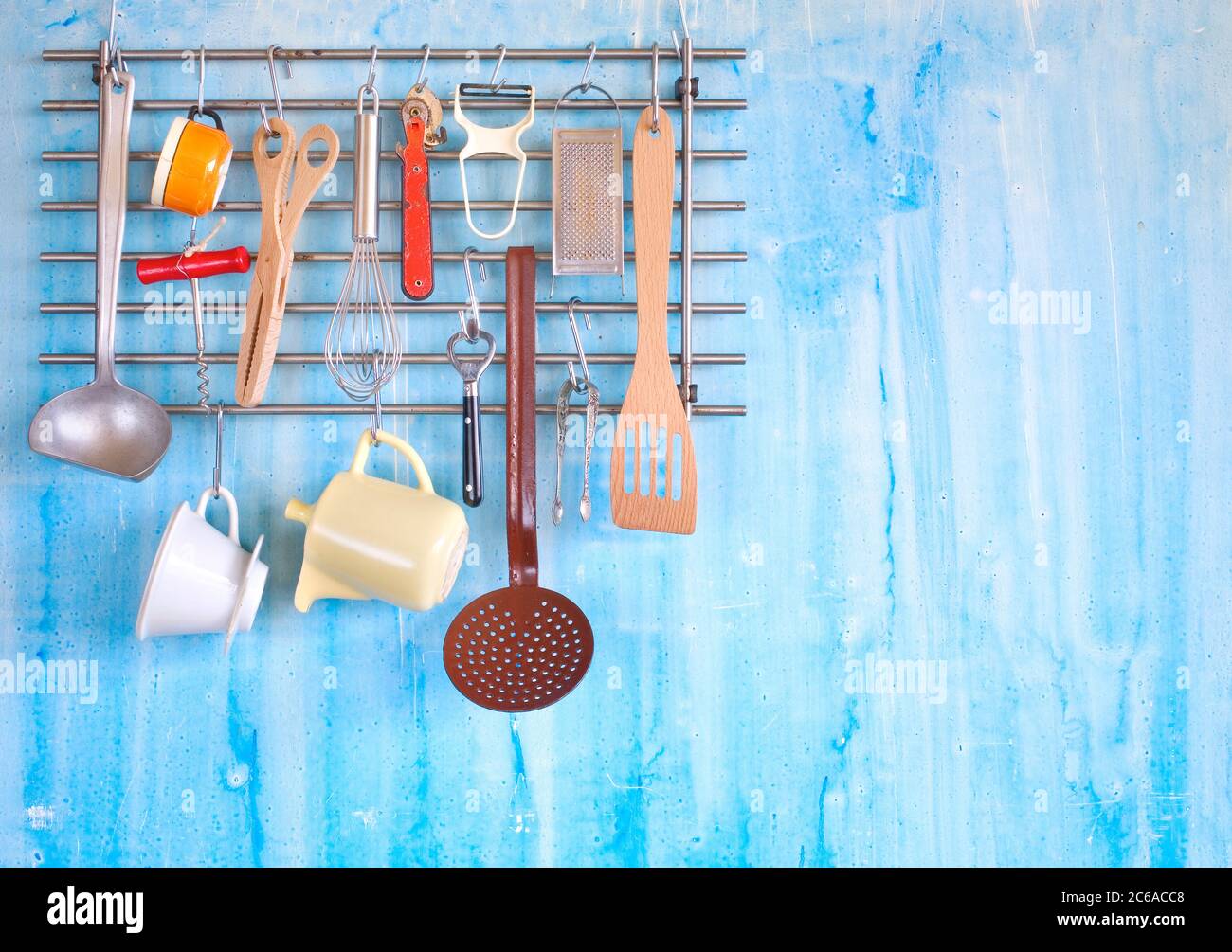 vintage kitchen utensils, free copy space Stock Photo