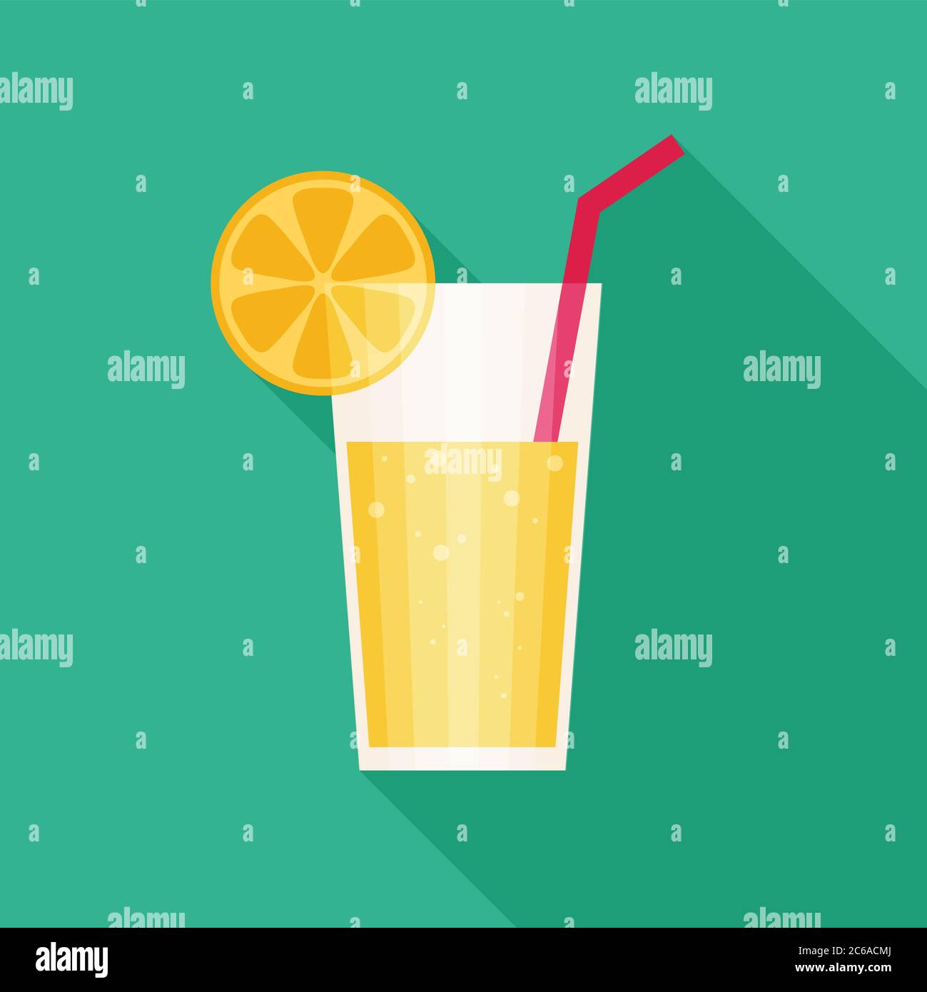 Juice glass icon. Flat icon with long shadow. Vector illustration Stock Vector