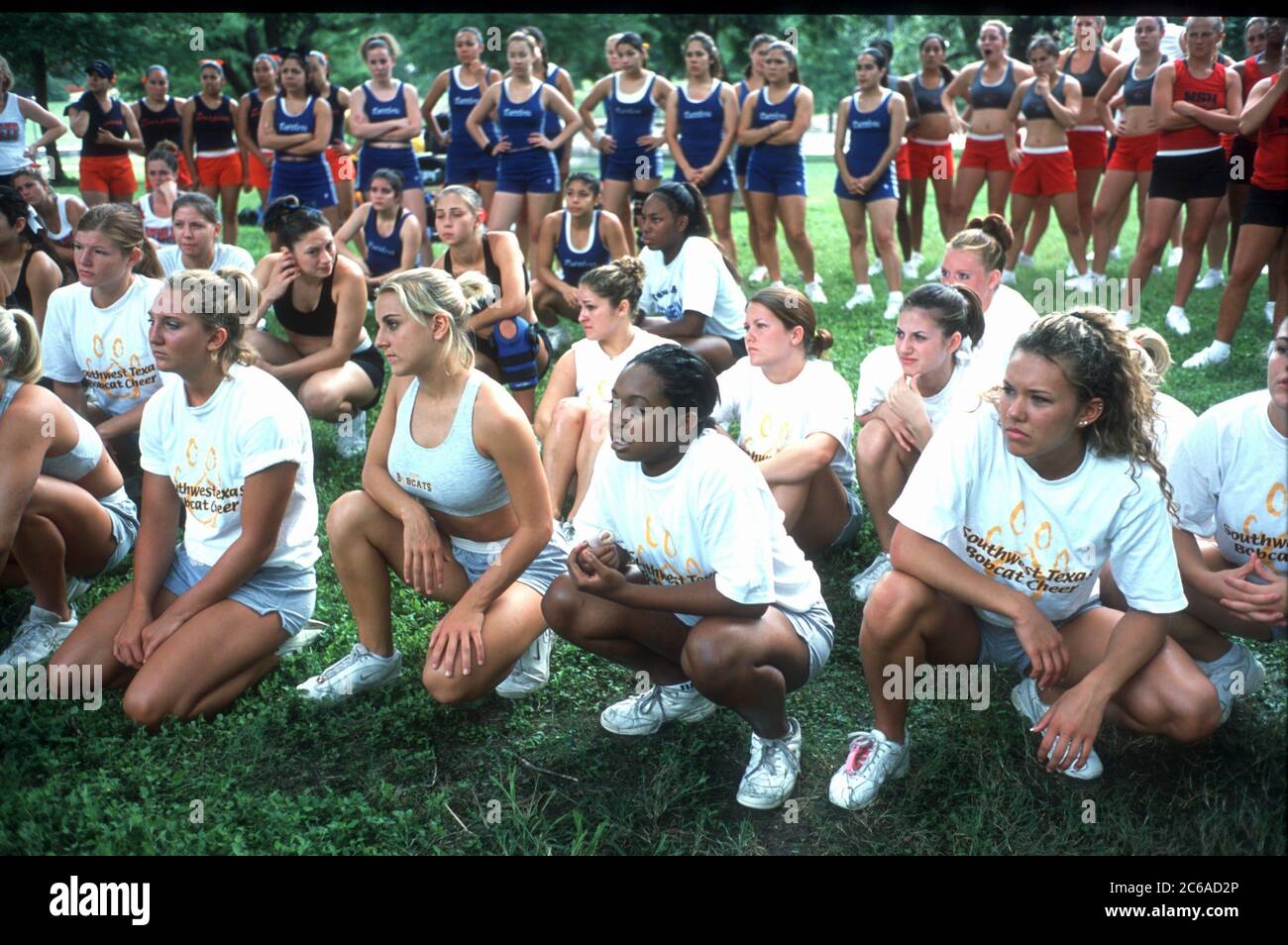 San Marcos, Texas Cheerleaders watch as the Universal Cheerleaders