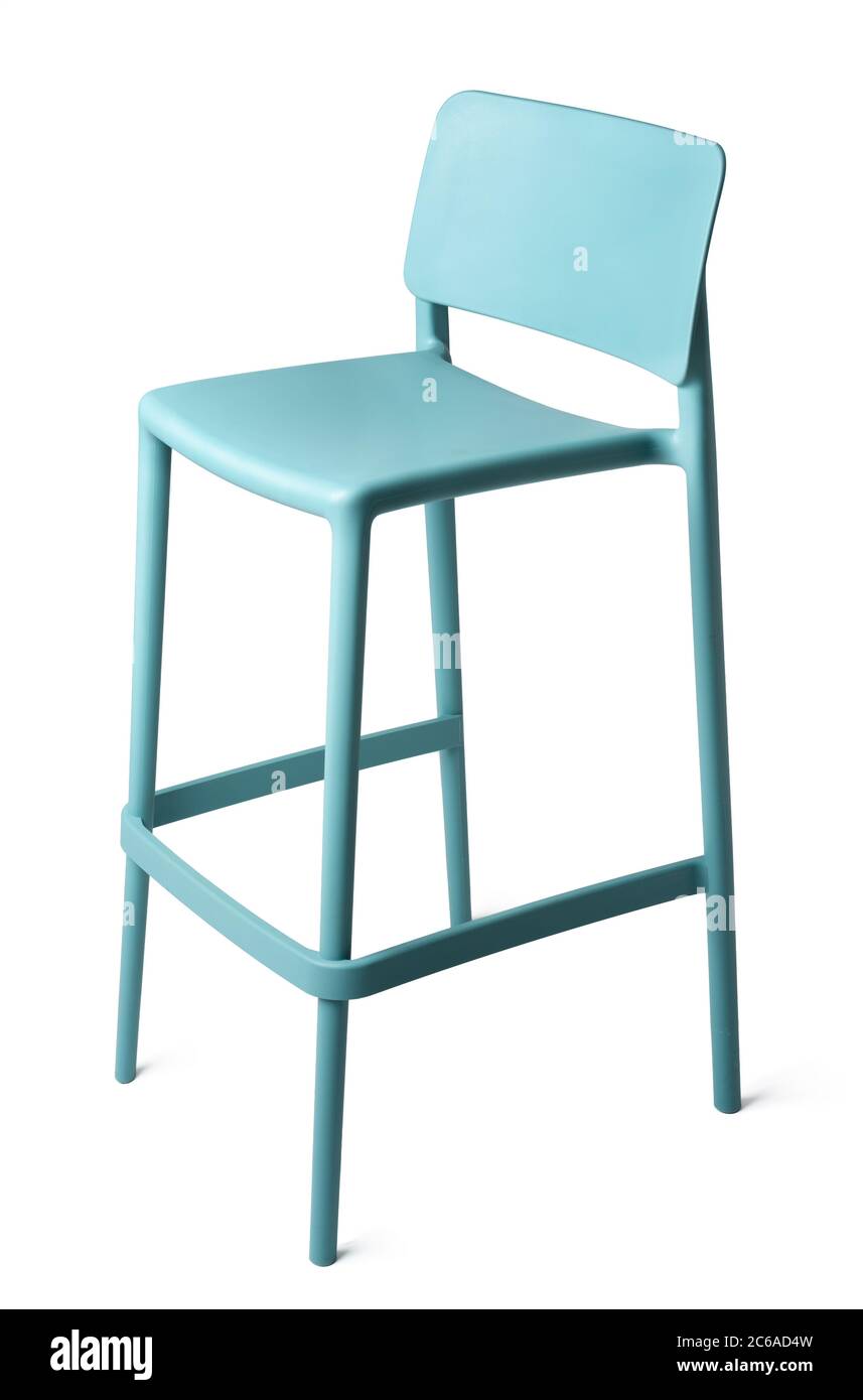 High plastic bar stool isolated on white Stock Photo - Alamy