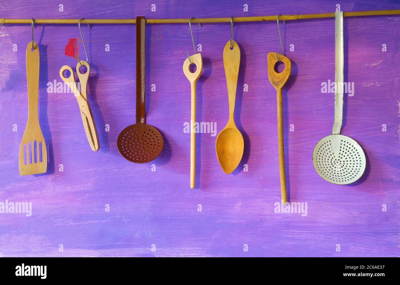 vintage kitchen utensils, free copy space Stock Photo Alamy