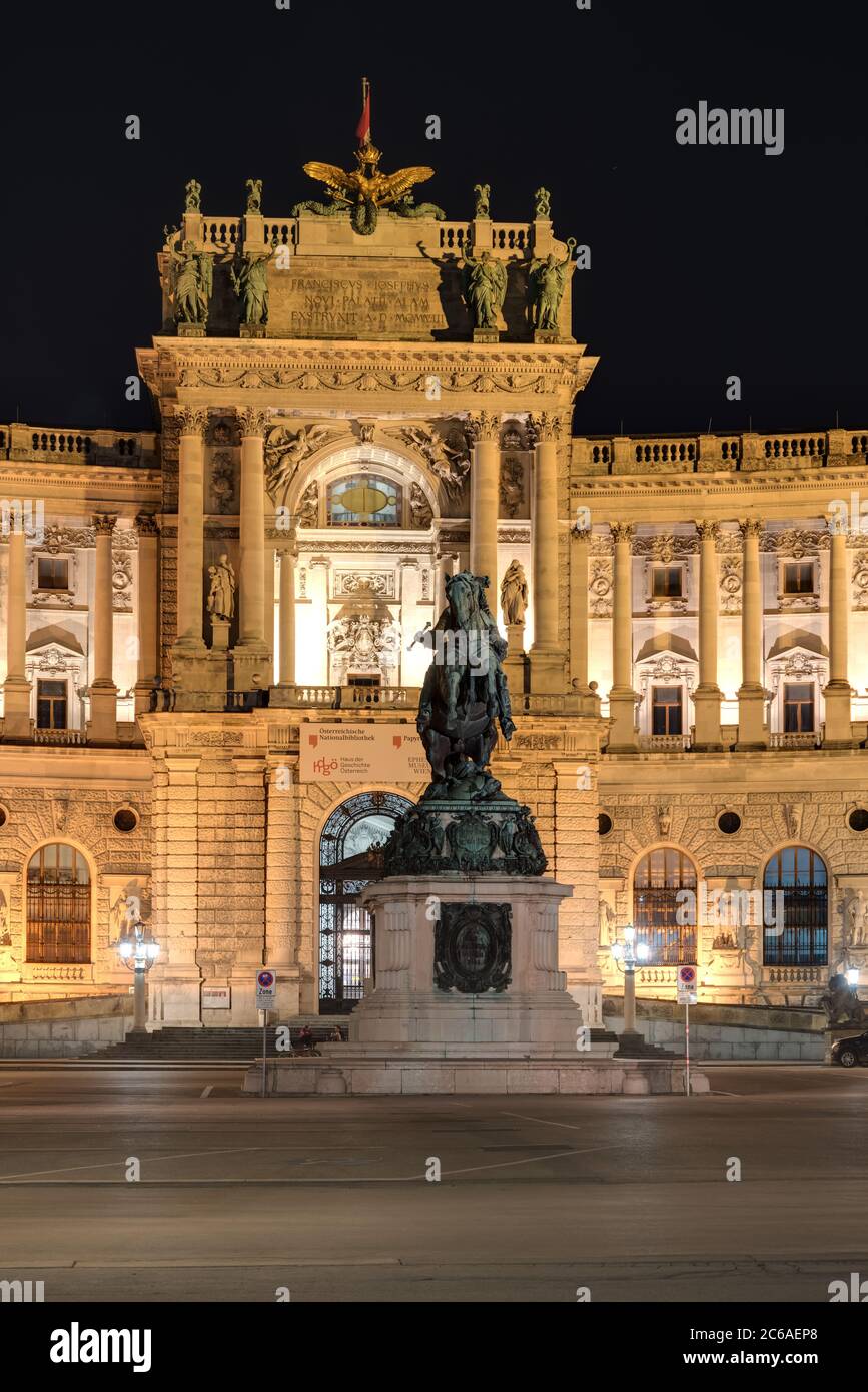 Wien, Hofburg, Neue Burg, Reiterdenkmal Prinz Eugen von Savoyen (1865) von Anton Dominik Fernkorn und Franz Pönninger Stock Photo