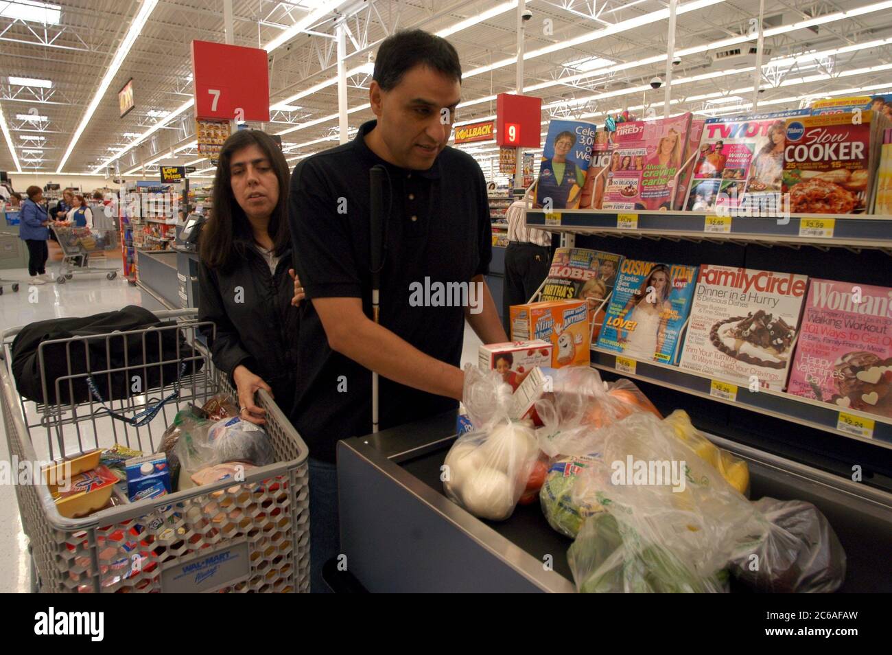 San Antonio, Texas USA, January 21, 2004 Blind couple shopping for