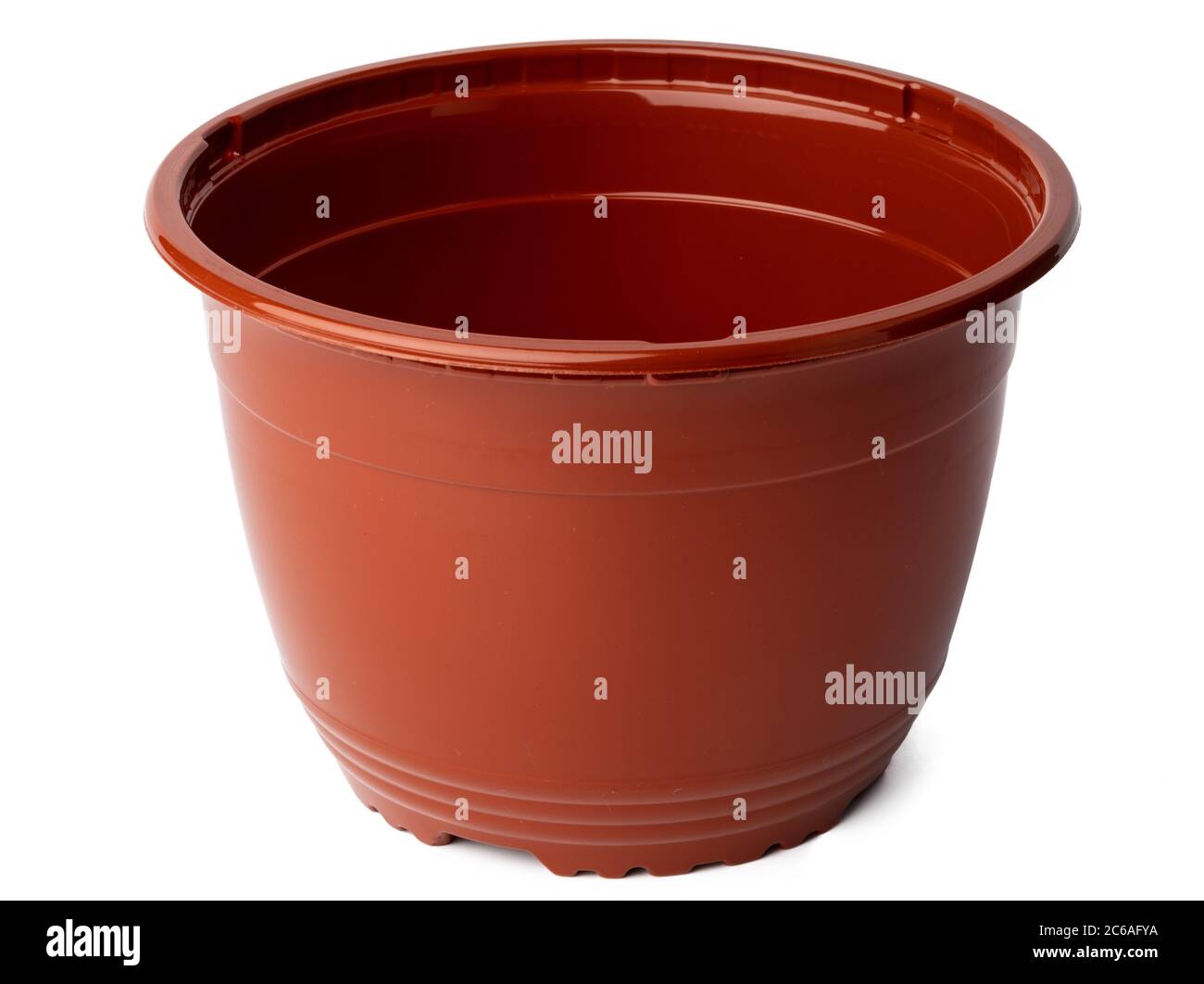 Brown plastic flower pot isolated on white Stock Photo Alamy