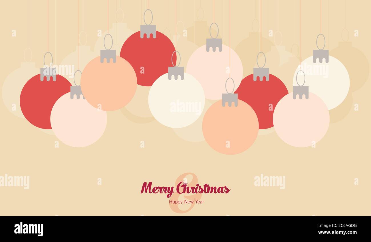 Flat Christmas balls, vector Christmas card Stock Vector