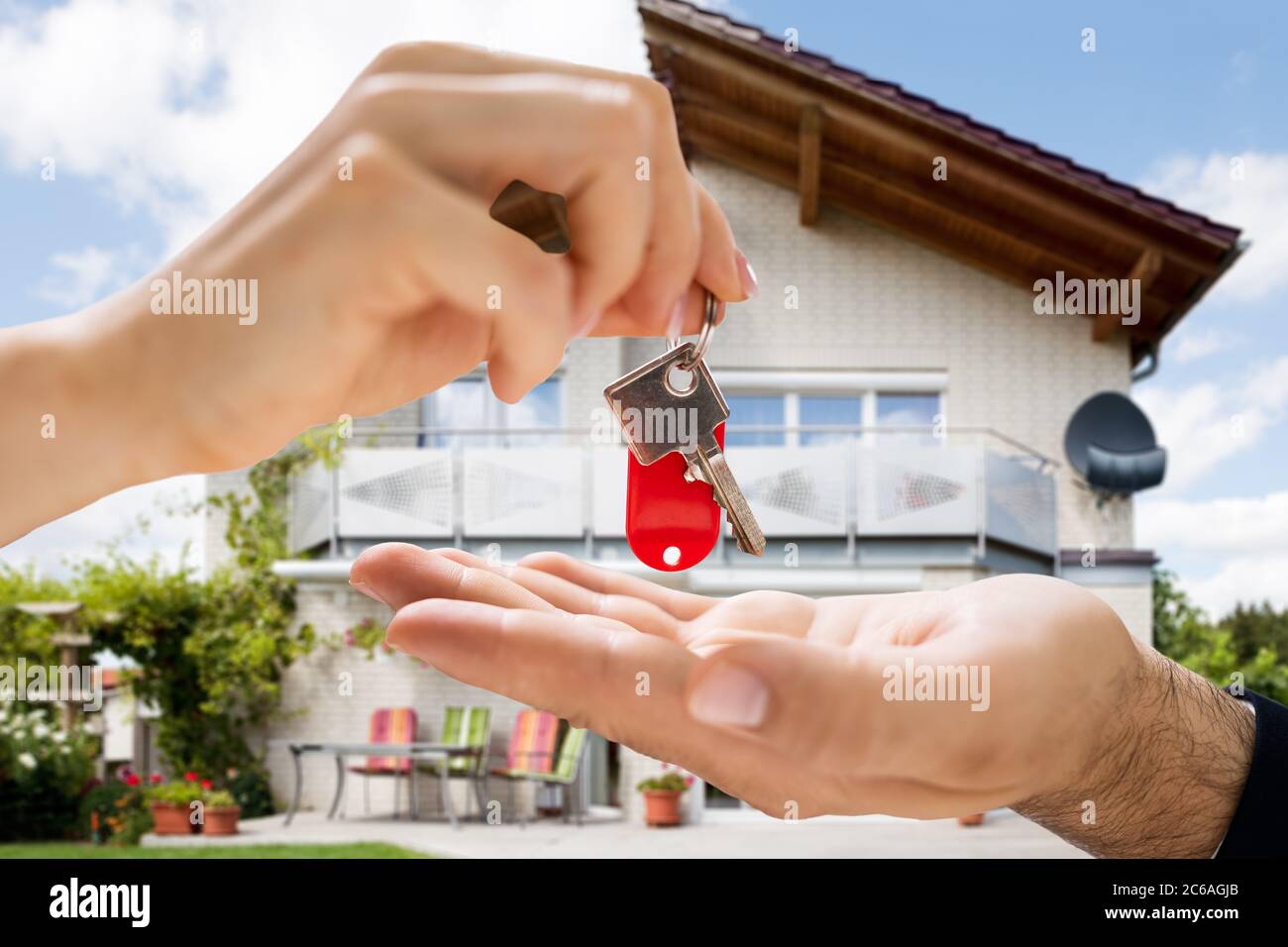 Buying House Or Home. New Real Estate Sale Stock Photo