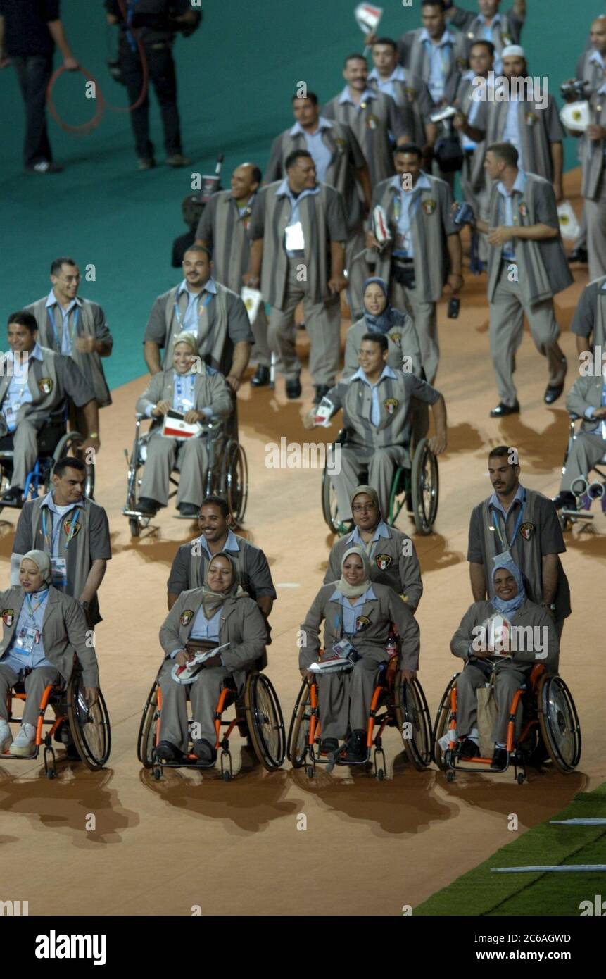 Athens, Greece  17SEP04: Opening Ceremony of the Athens 2004 Paralympic Games at Olympic Stadium.  ©Bob Daemmrich Stock Photo