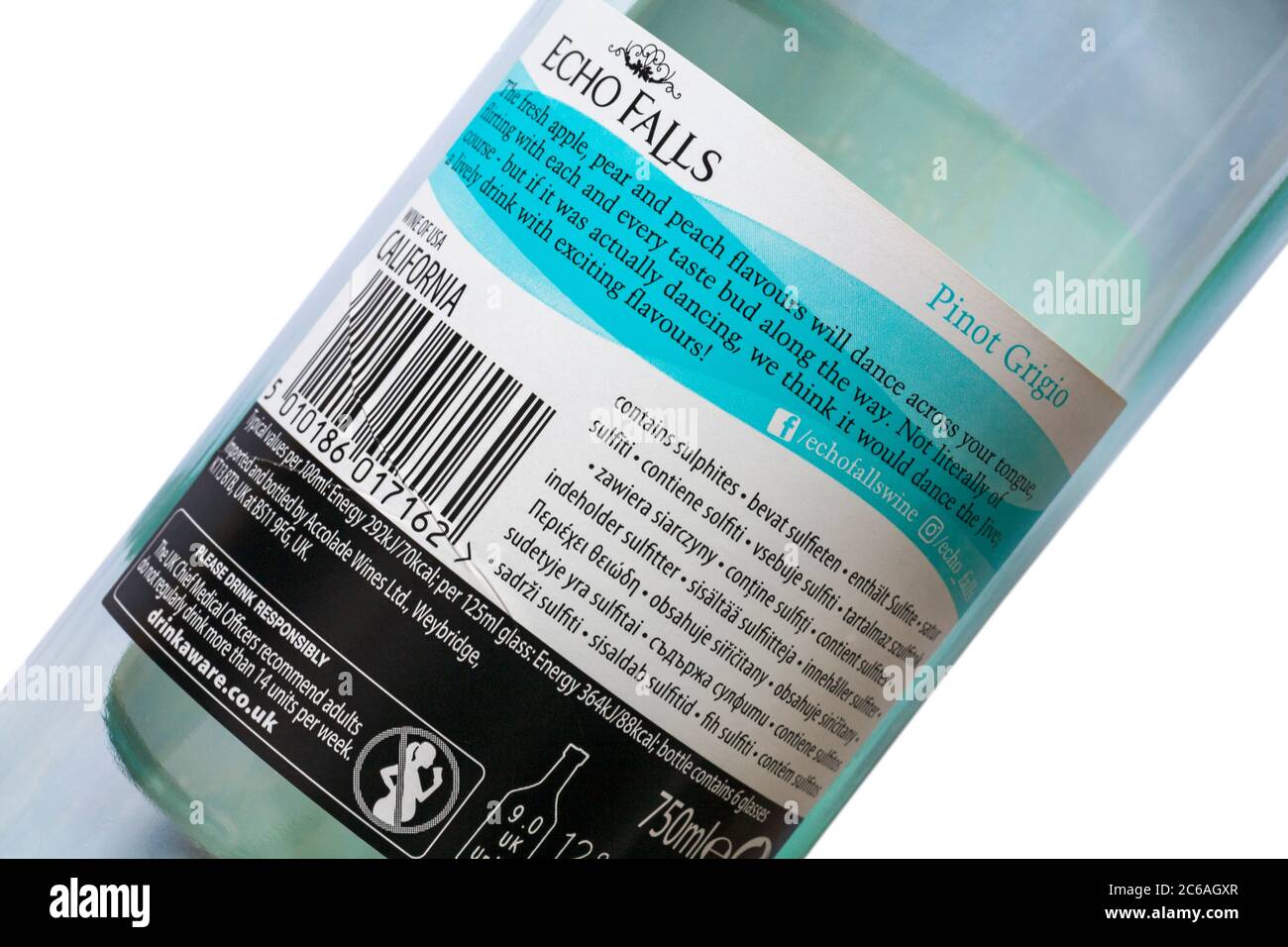contains sulphites in many different languages on label on bottle of