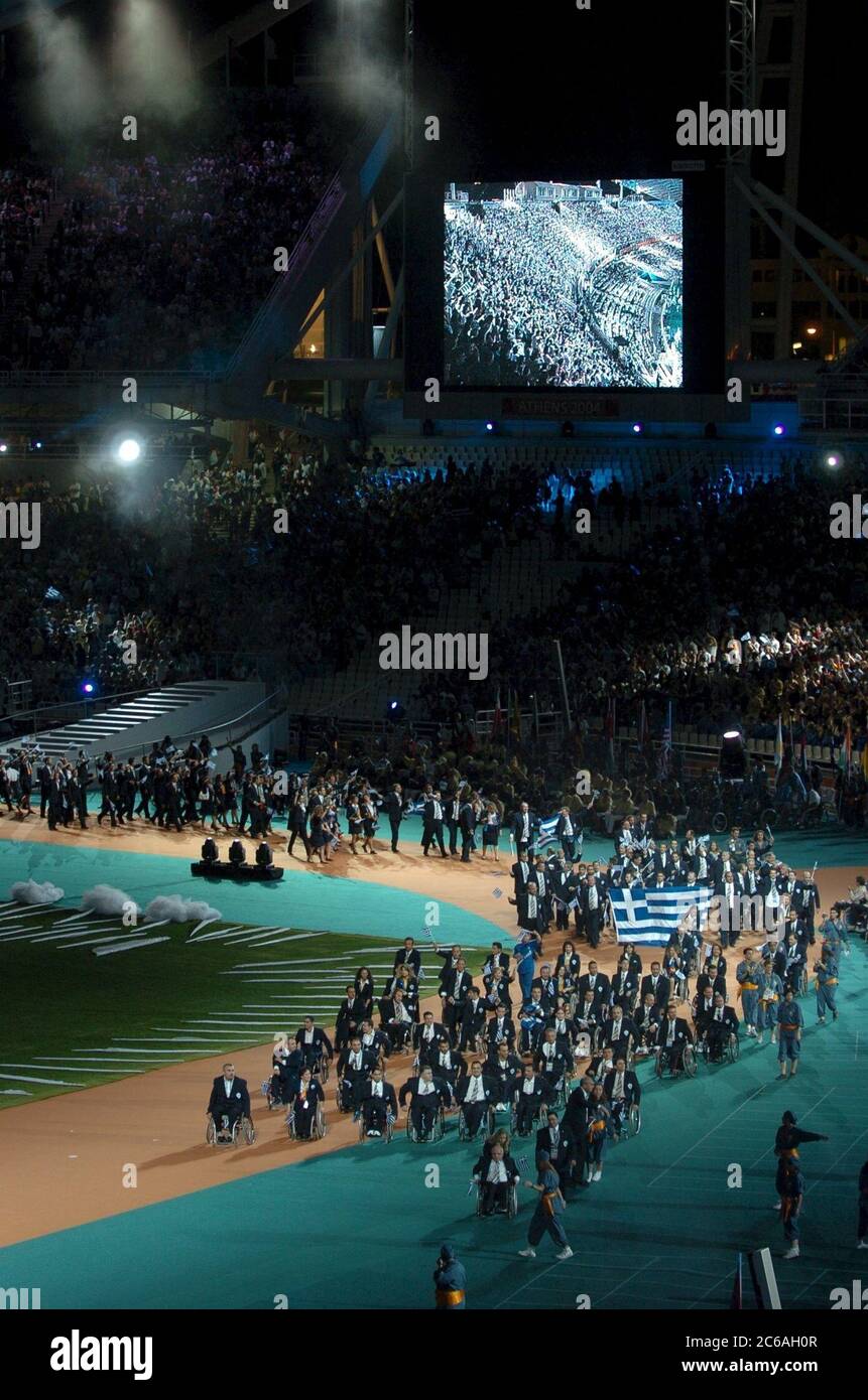 Athens, Greece  17SEP04: Opening ceremony of the Athens 2004 Paralympic Games at Olympic Stadium.  ©Bob Daemmrich Stock Photo