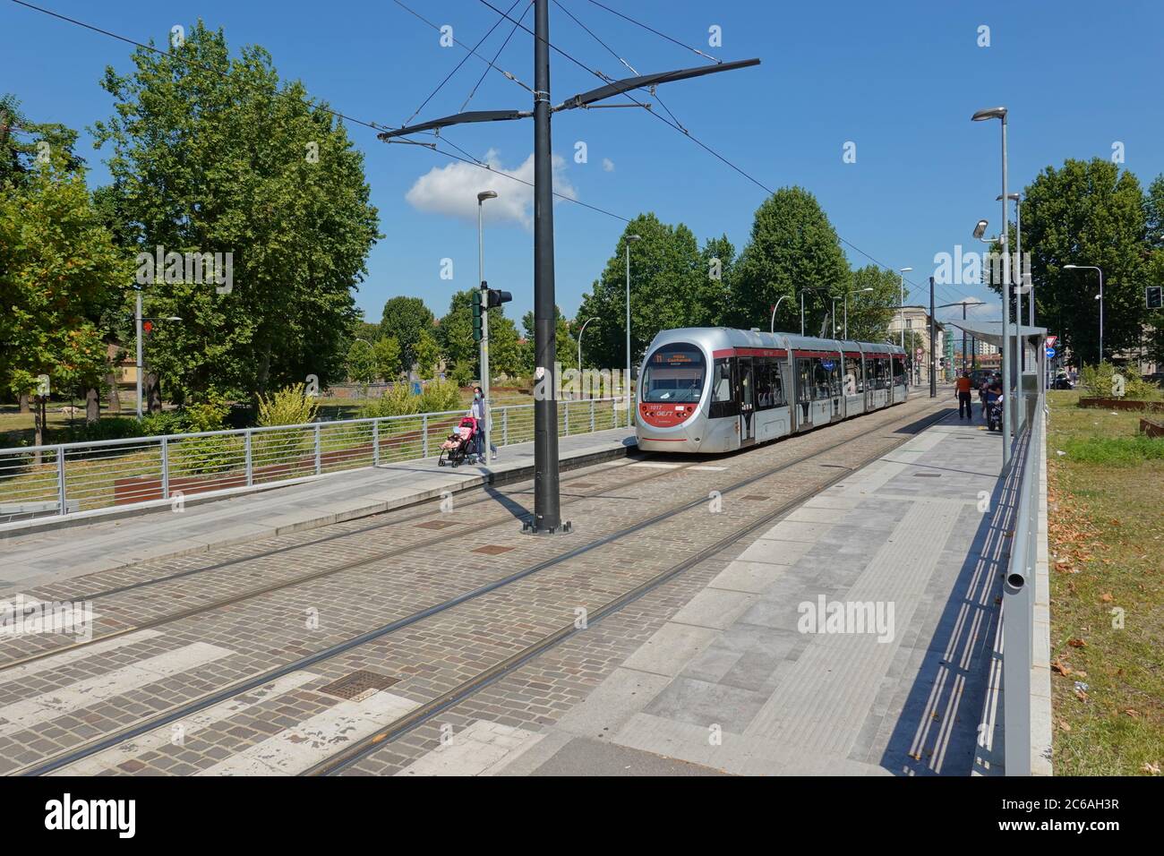 Florenz, Straßenbahn, T1 StrozziFallaci // Florence, Tramway, T1 StrozziFallaci Stock Photo