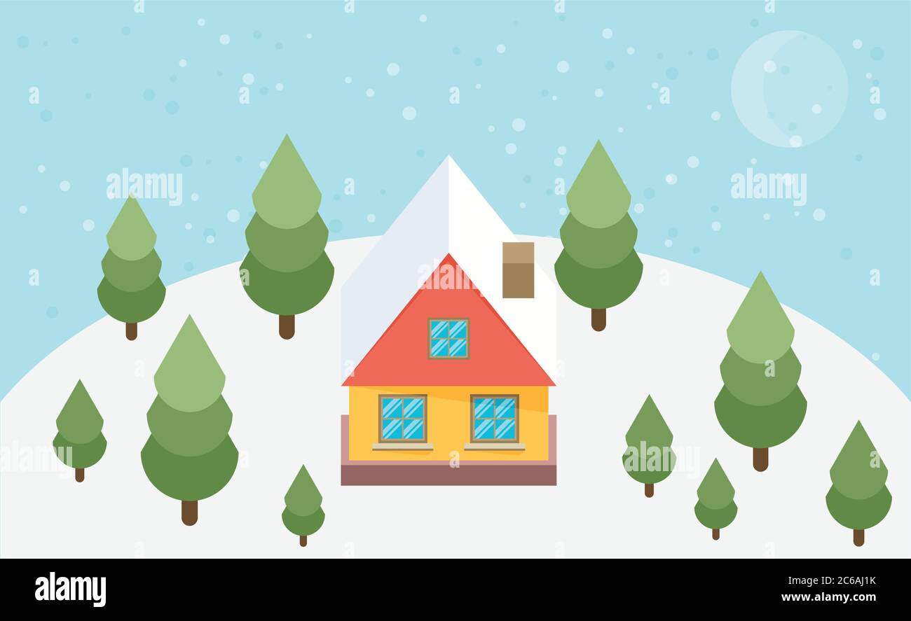 Christmas card with house Stock Vector Image & Art - Alamy