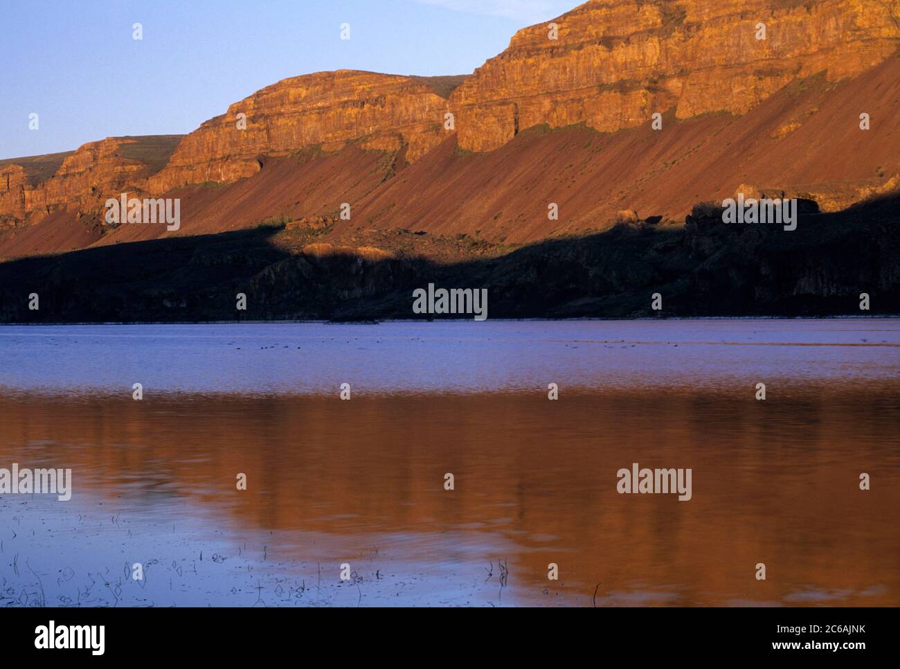 Lake Lenore in morning, Sun Lakes Wildlife Area, Washington Stock Photo