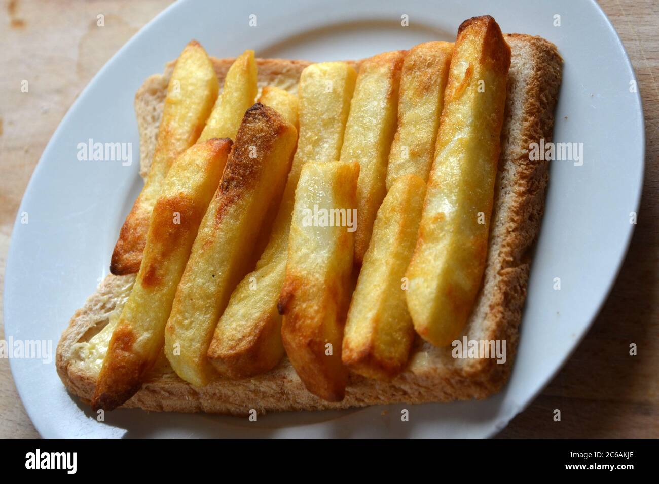 chip butty, chip sandwich Stock Photo