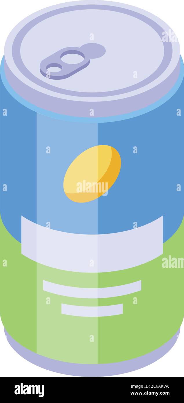 Energy drink tin icon, isometric style Stock Vector