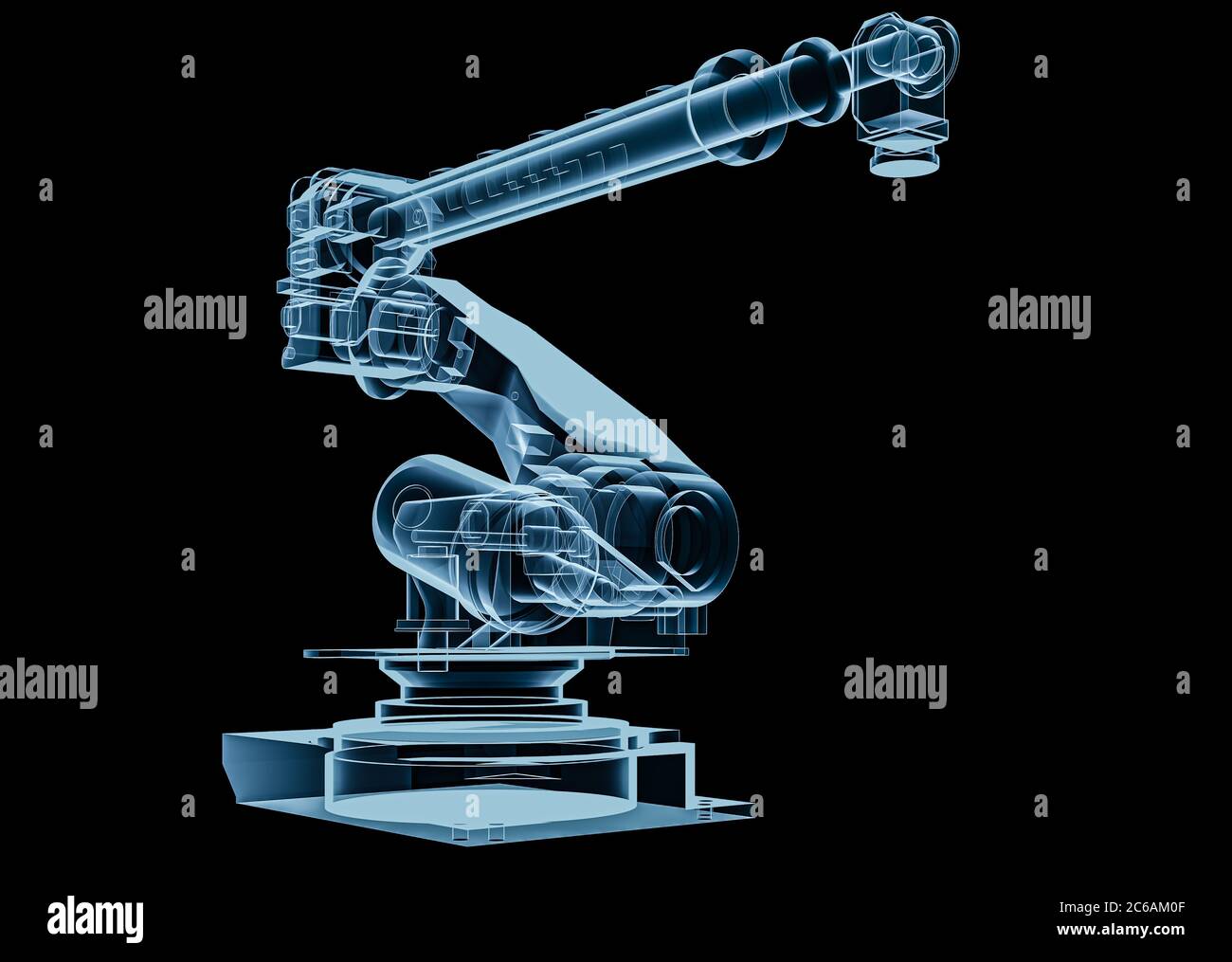 Industrial robot, xray blue transparent Stock Photo Alamy