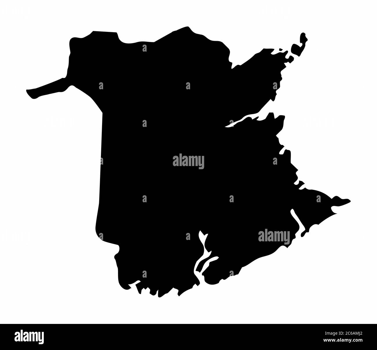 New Brunswick province dark silhouette map Stock Vector
