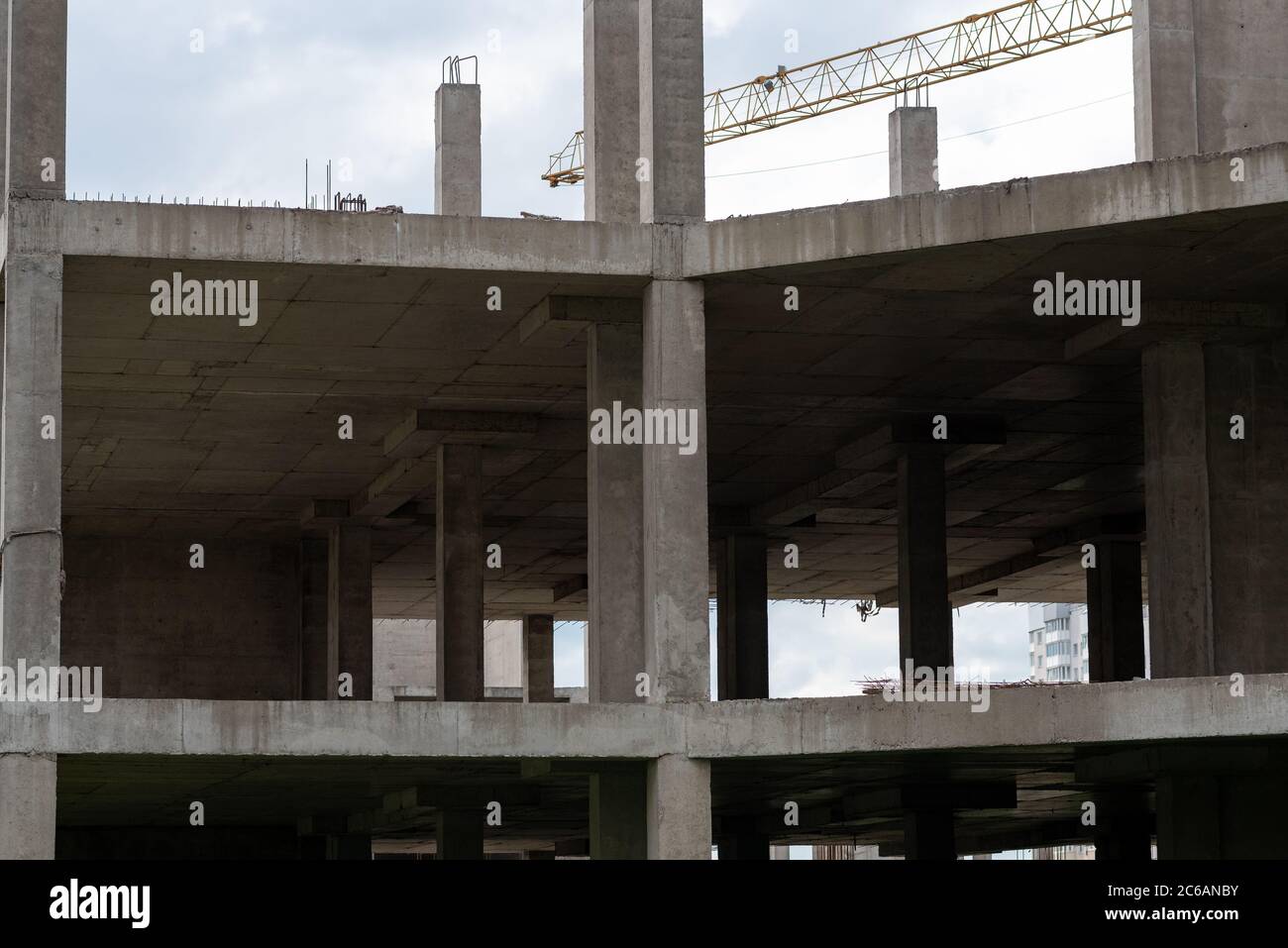Reinforced concrete structures of a house under construction Stock ...