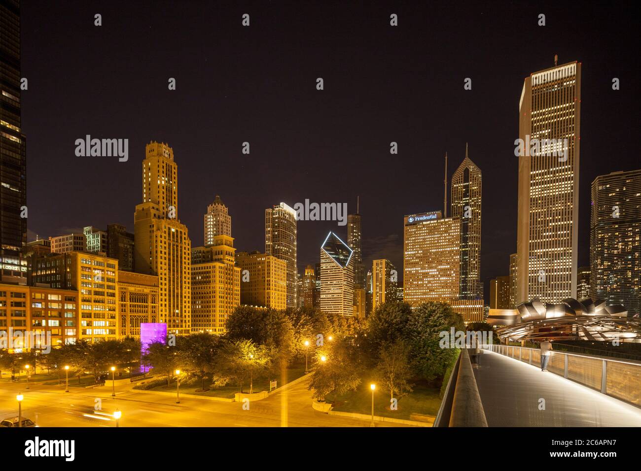 view of Chicago river and  Michigan Avenue at night Stock Photo