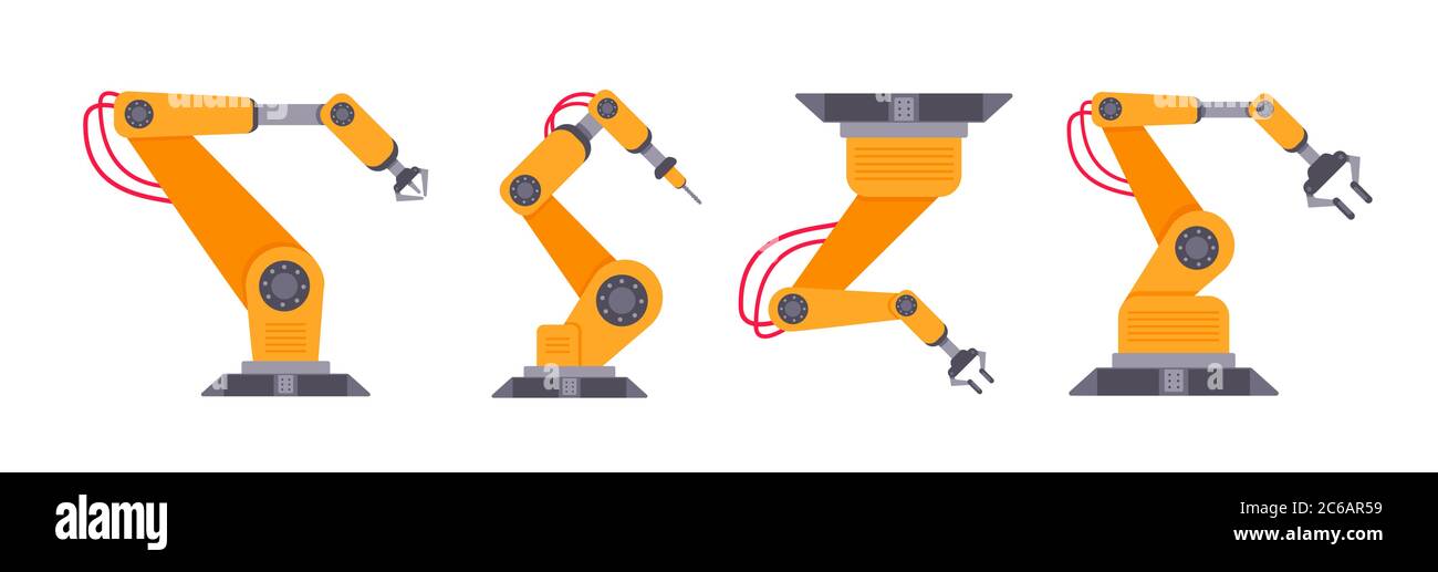 Robotic arm set flat style design vector illustration Stock Vector Image &  Art - Alamy