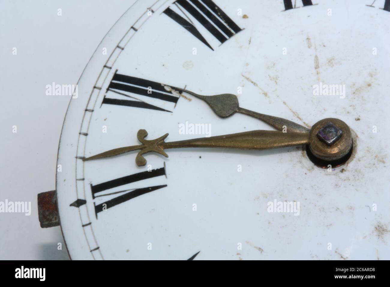 Macro image of a pocket watch face and hands Stock Photo