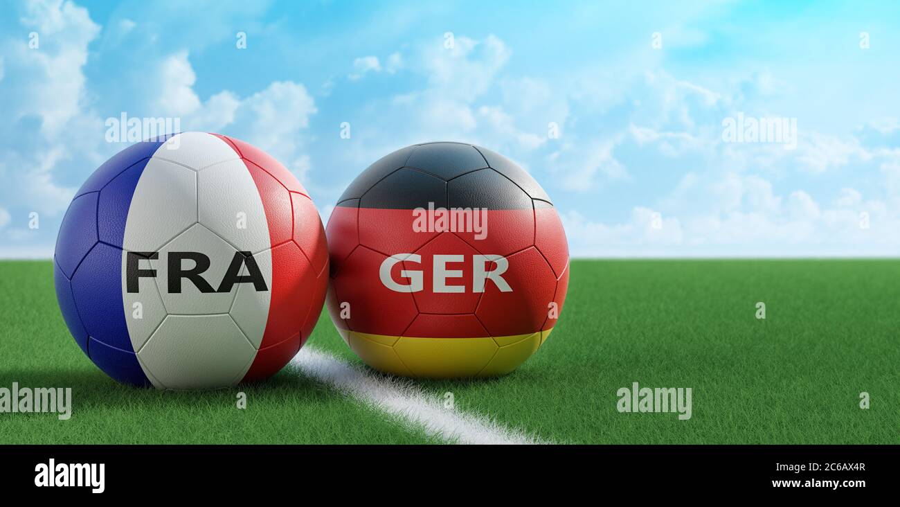 Germany vs. France Soccer Match Soccer balls in German and France