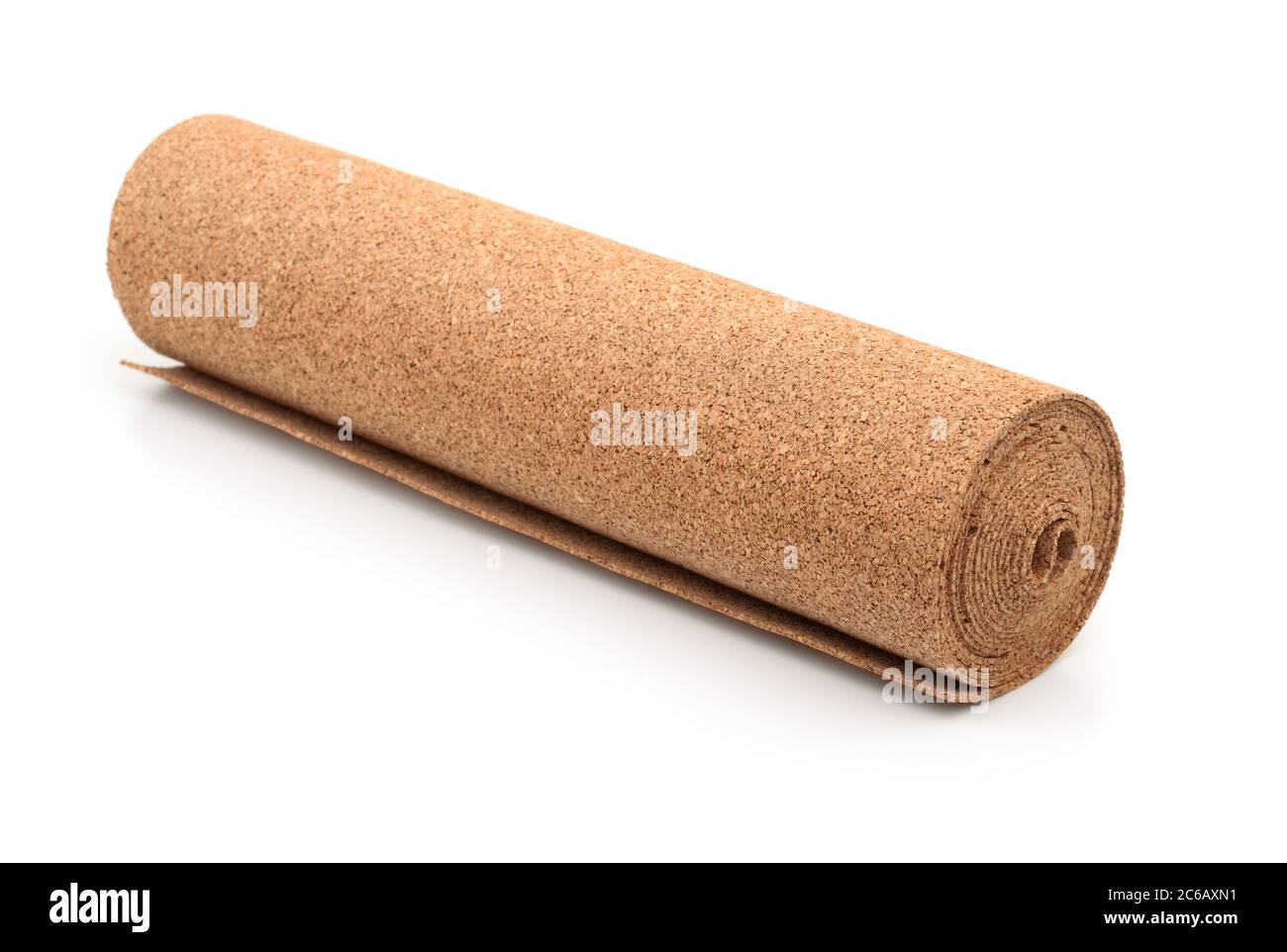 Natural cork flooring underlayment roll isolated on white Stock Photo