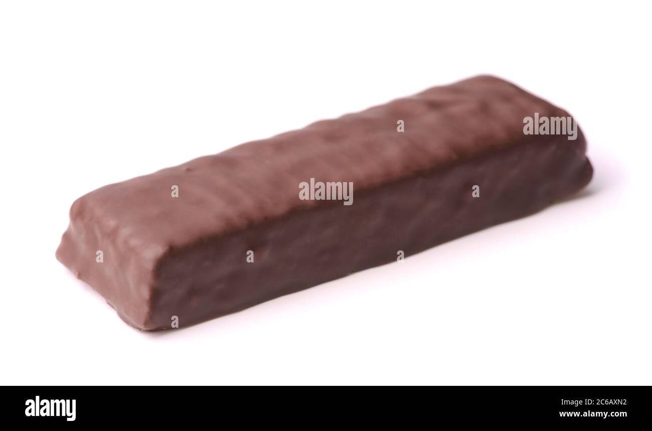 Unwrapped chocolate bar isolated on white Stock Photo