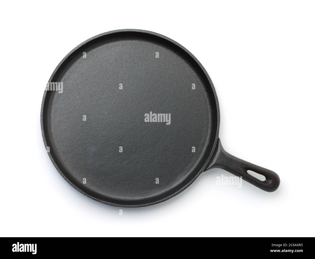 Top view of cast iron crepe pan isolated on white Stock Photo Alamy