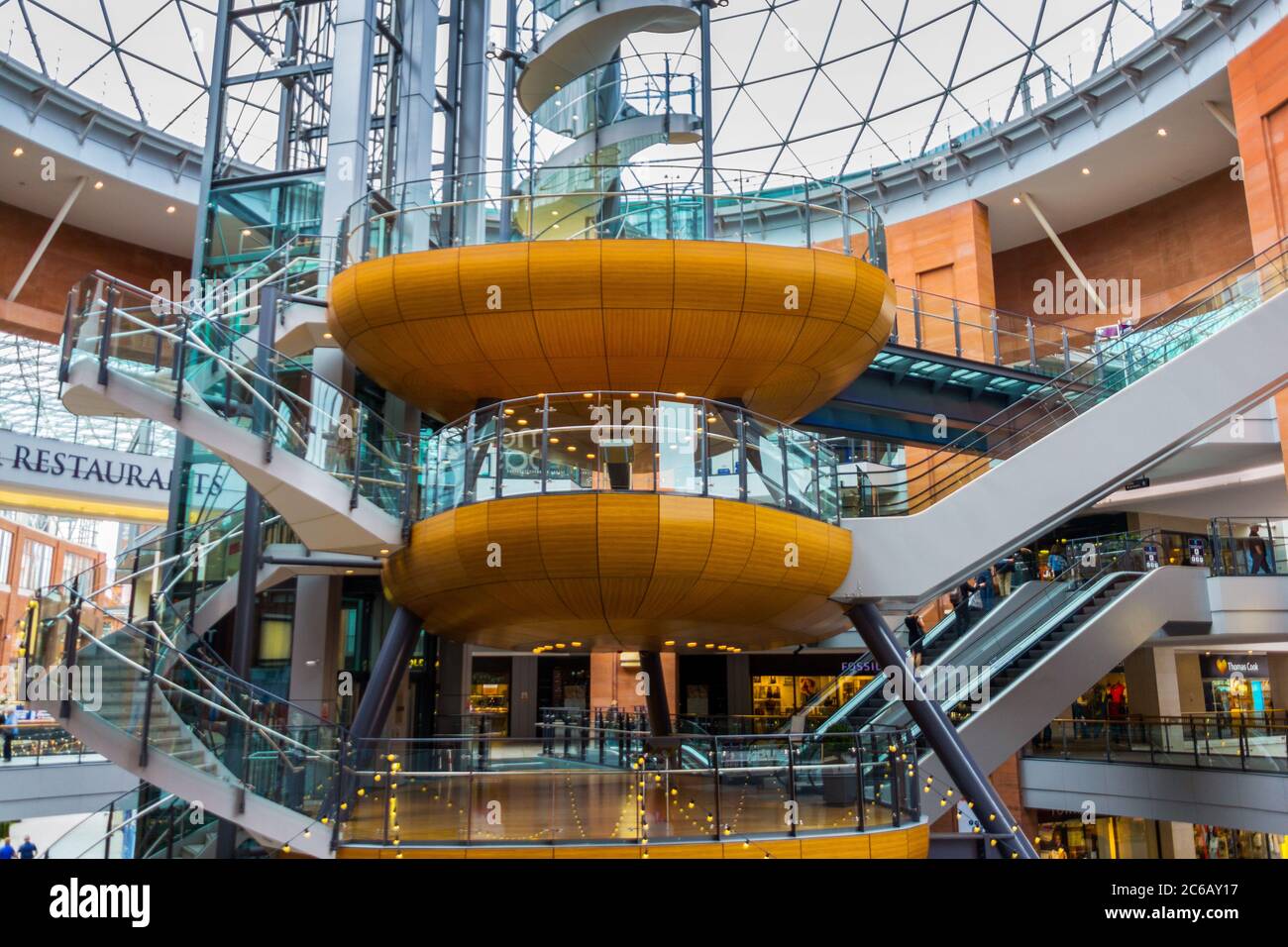 Belfast, Northern Ireland - September 05, 2016: Interior of Victoria Square Shopping Centre in Belfast City Centre - one of the biggest shopping mall Stock Photo