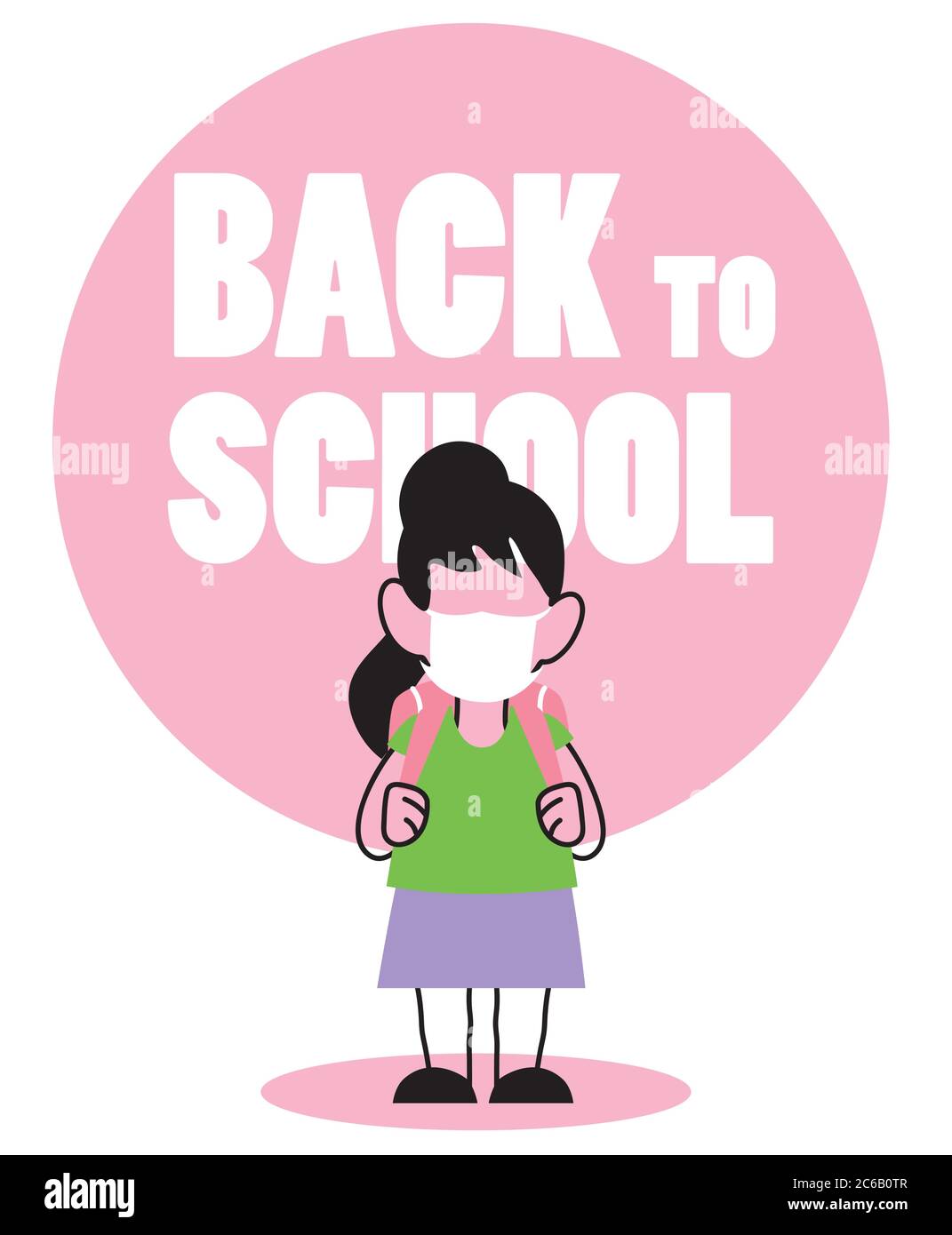 girl with face mask back to school vector illustration desing Stock ...