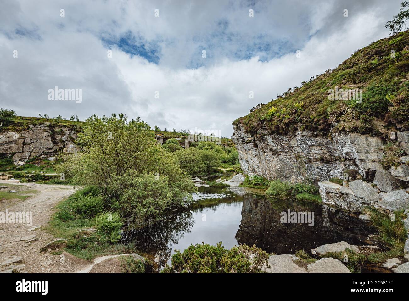 Haytor granite quarry, Haytor Down, Dartmoor, Devon, England, UK Stock