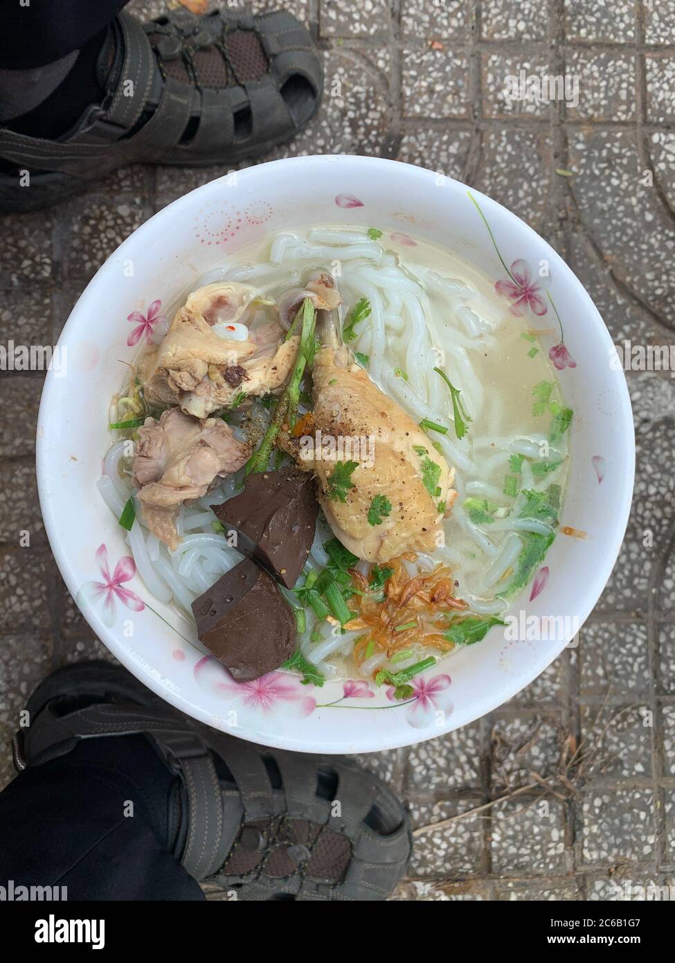 A traditional Vietnamese street food (name is Banh Canh), noodle soup