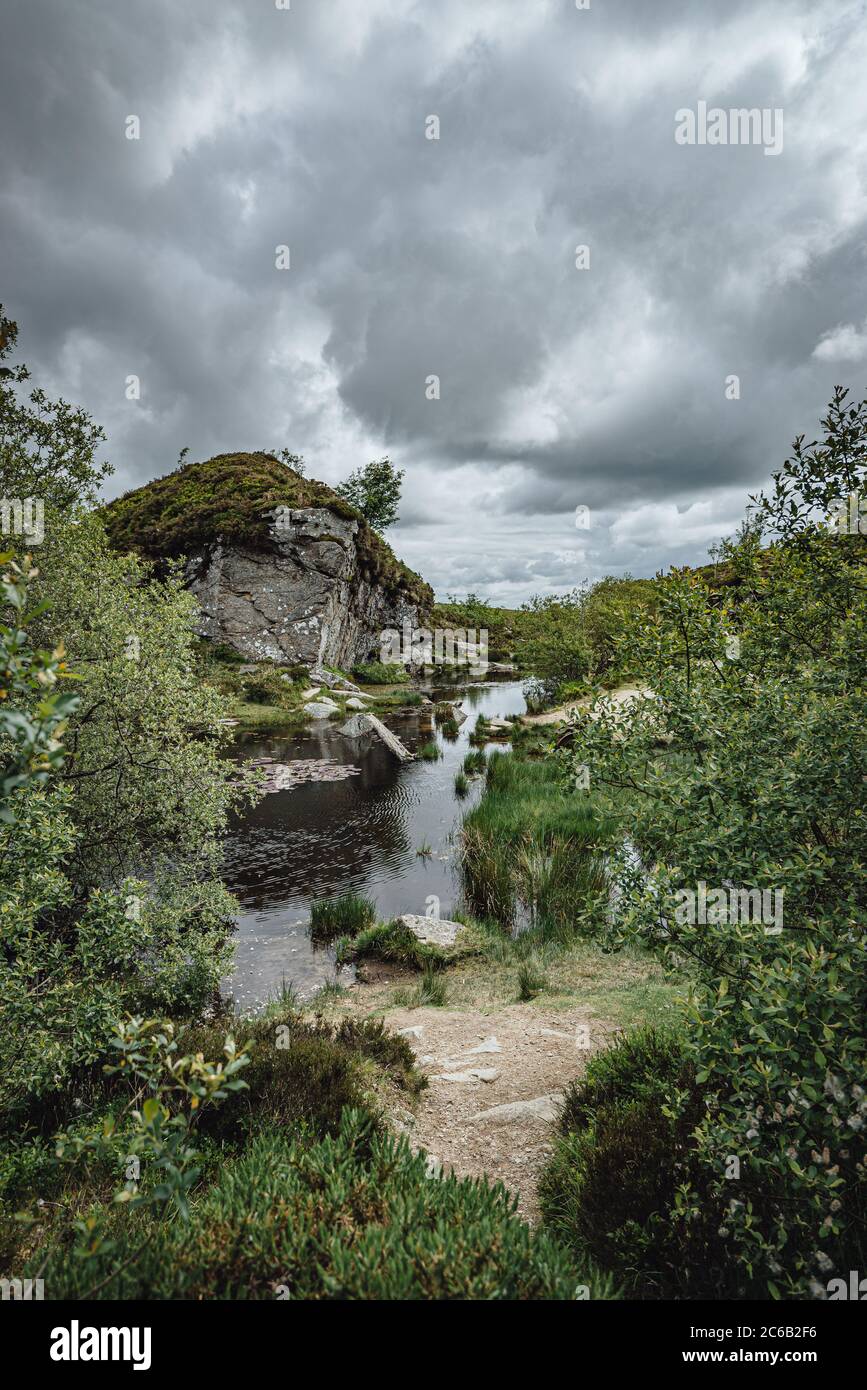 Haytor granite quarry, Haytor Down, Dartmoor, Devon, England, UK Stock