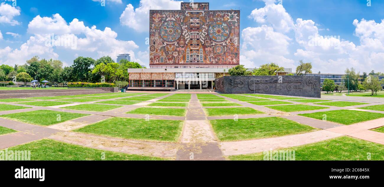 Panoramic view of the National Autonomous University of Mexico Stock Photo