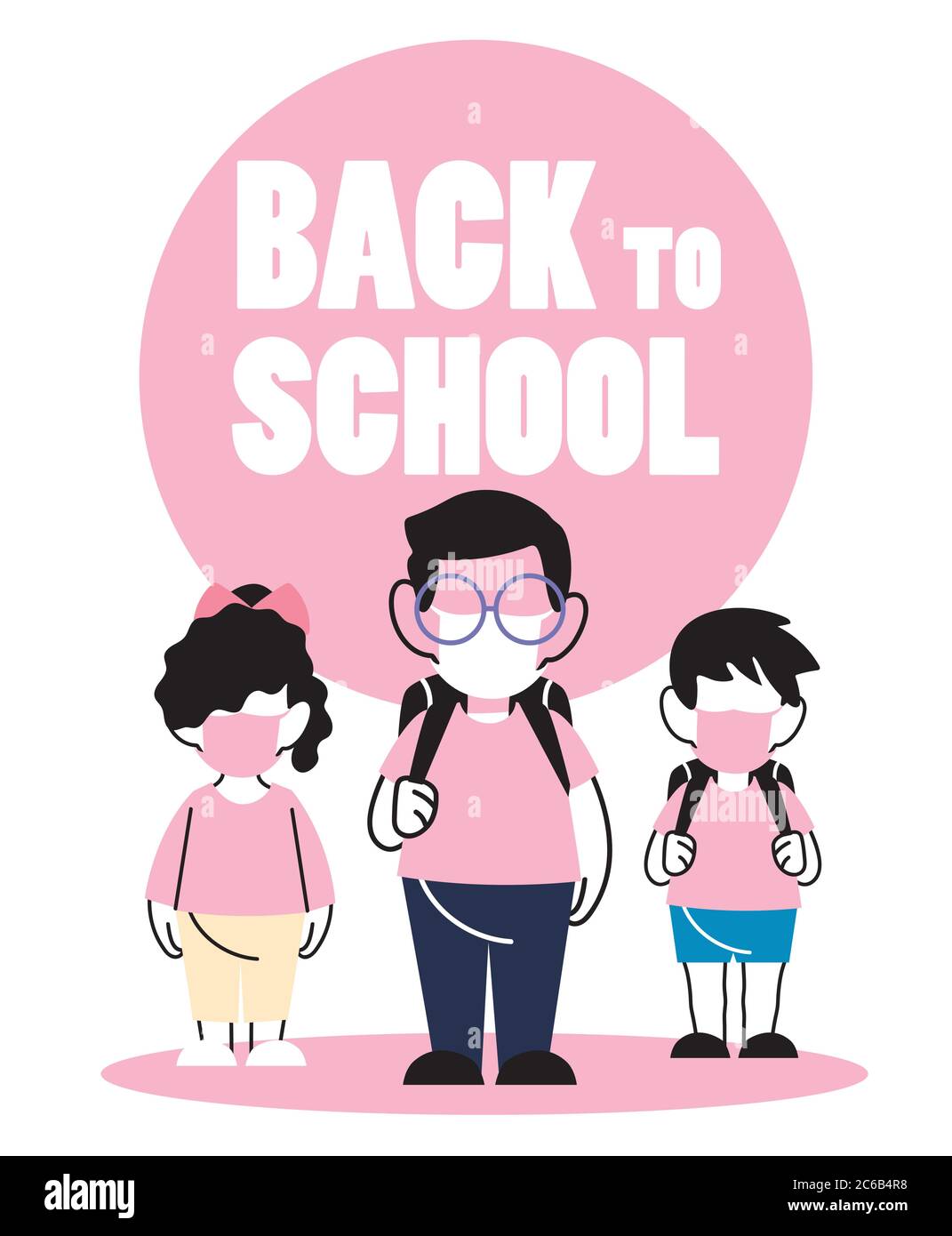 children with face mask back to school vector illustration desing Stock ...