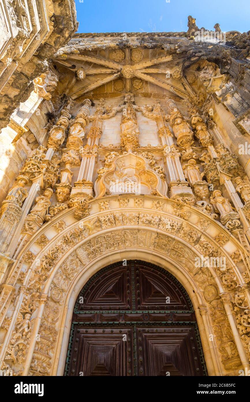 Manueline gate of the Convent of Christ in medieval Templar castle in ...