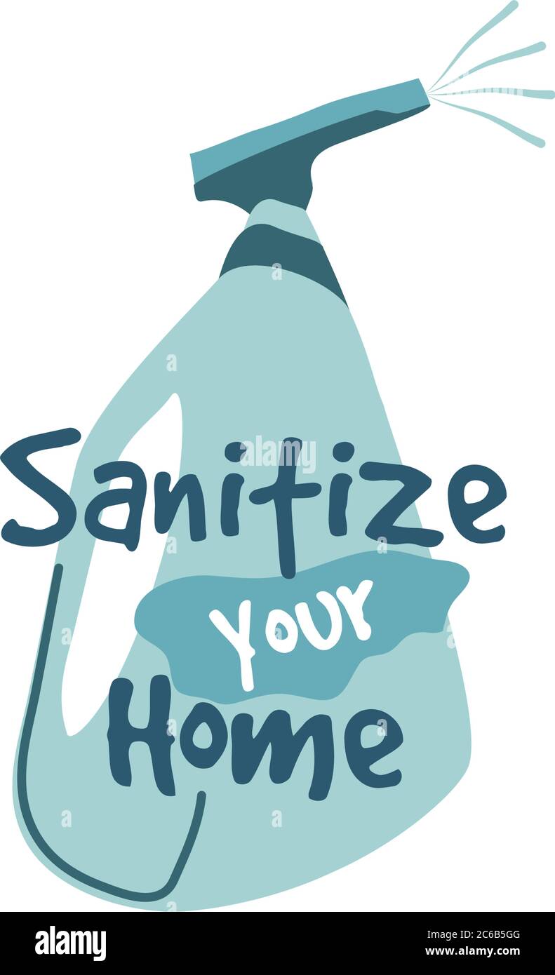 sanitize your home, disinfectant bottle with spray vector illustration