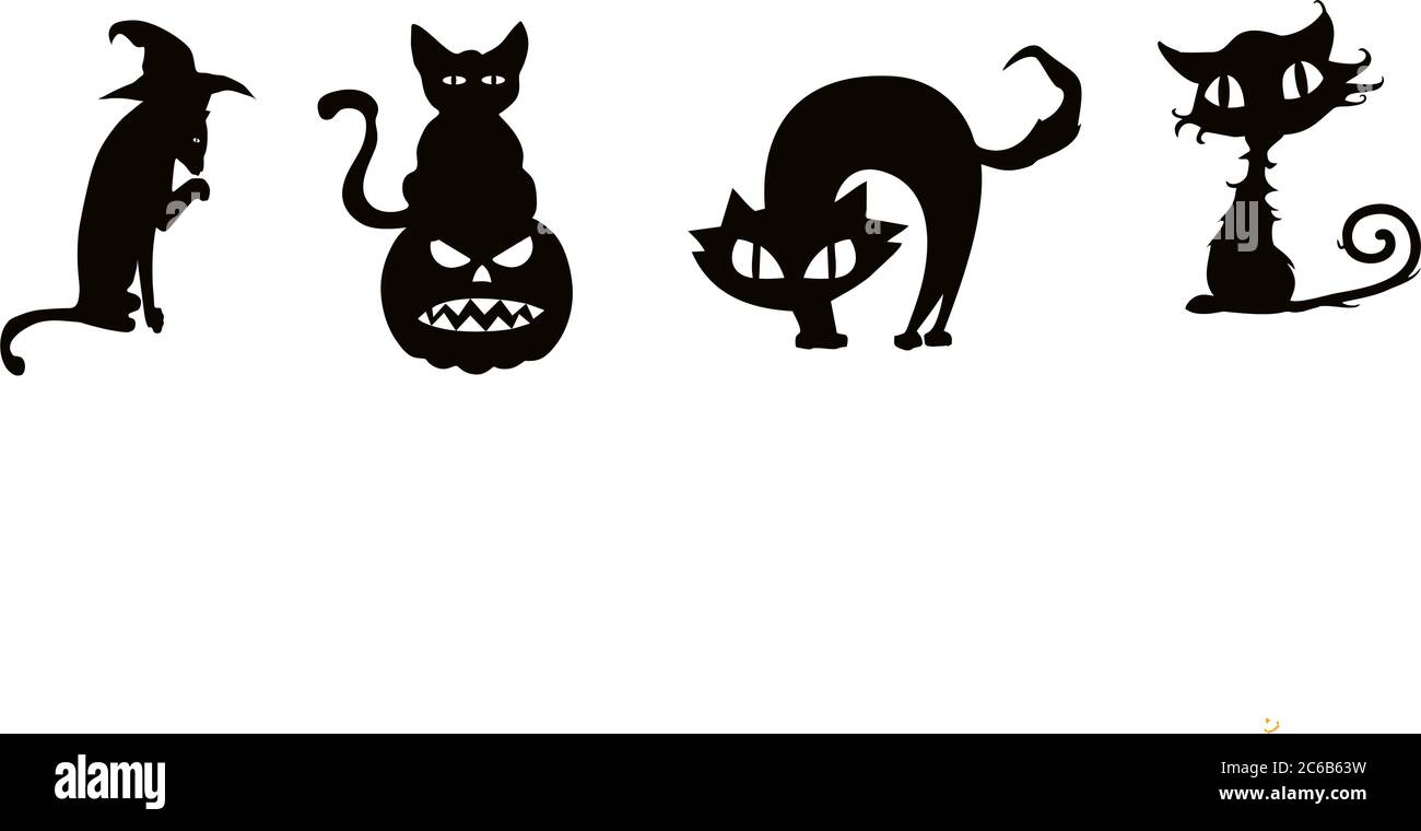 Halloween cats on white background. Vector illustration Stock Vector