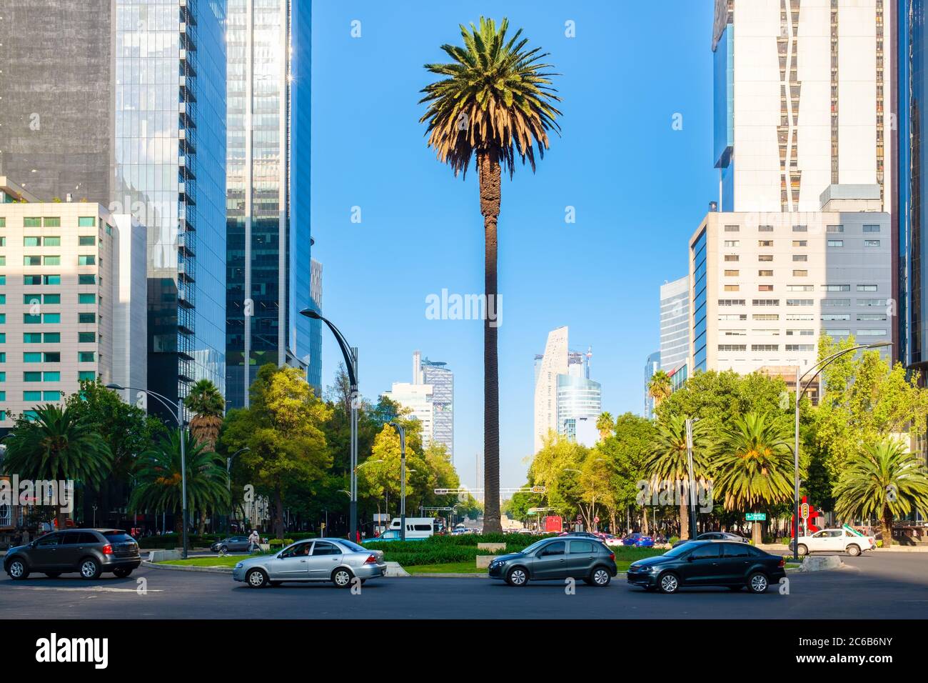 Paseo de la Reforma, the busiest and  most famous avenue in Mexico City Stock Photo