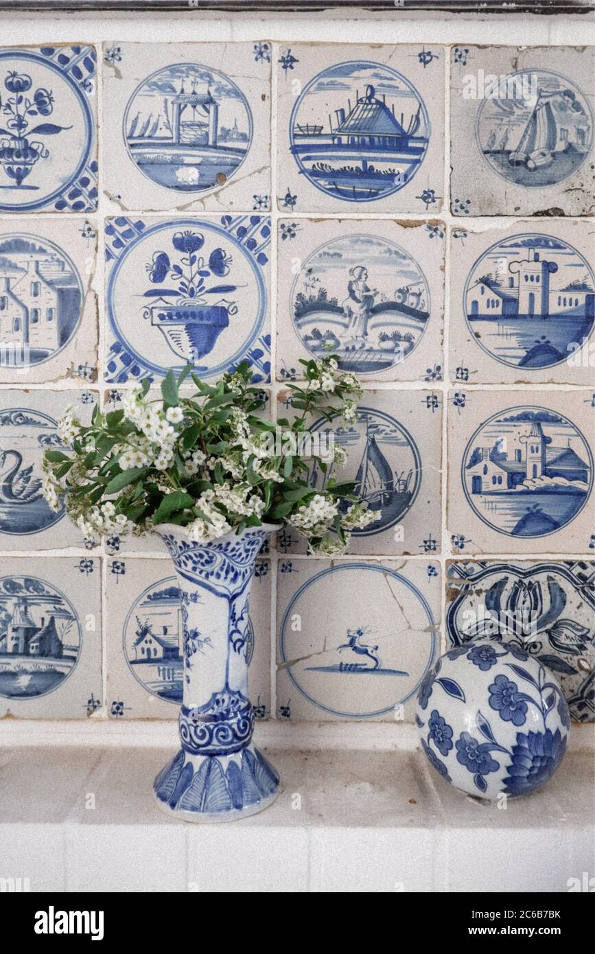 Blue and white pottery Stock Photo