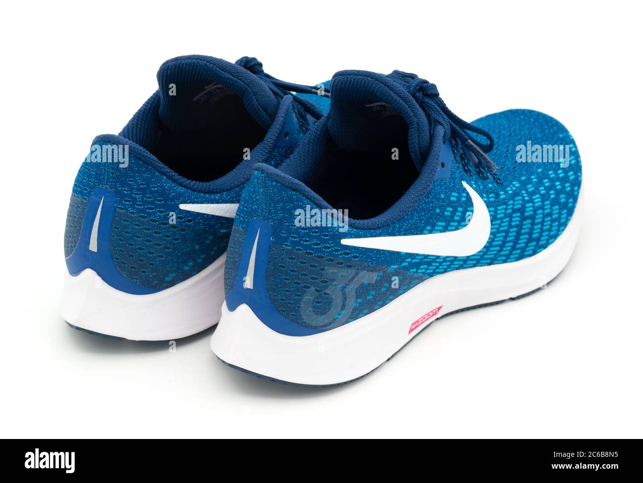 Pair of blue and white Nike Pegasus 35 running shoes Stock Photo