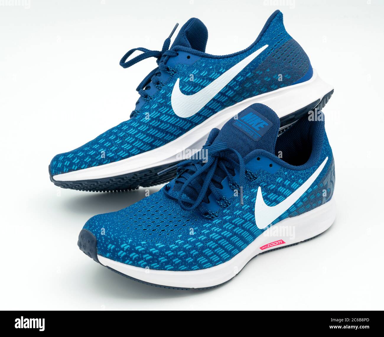 Pair of blue and white Nike Pegasus 35 running shoes Stock Photo - Alamy