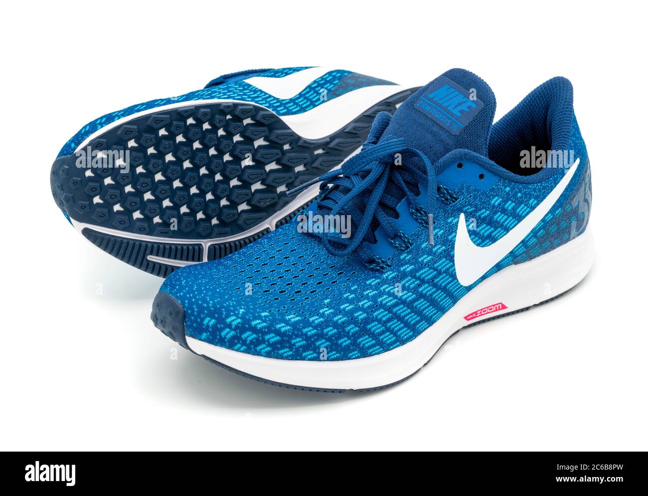 Pair of blue and white Nike Pegasus 35 running shoes Stock Photo - Alamy